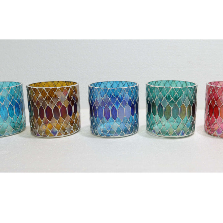 Lot de 5 photophores marocains en mosaïque Rayan S
