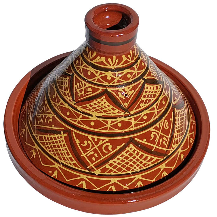 Marocain glacé Tajine en argile avec décoration au henné, cocotte traditionnelle pour recettes aromatiques