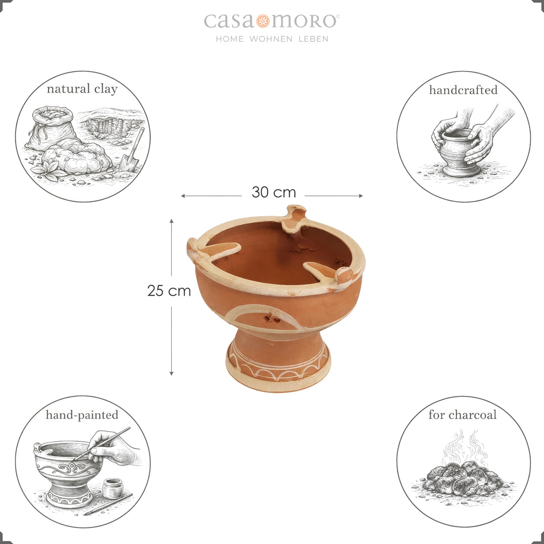 Marocain Tajine Réchaud en argile pour charbon de bois, mejmar comme grill de table pour Tagine ou grillade à la marocaine