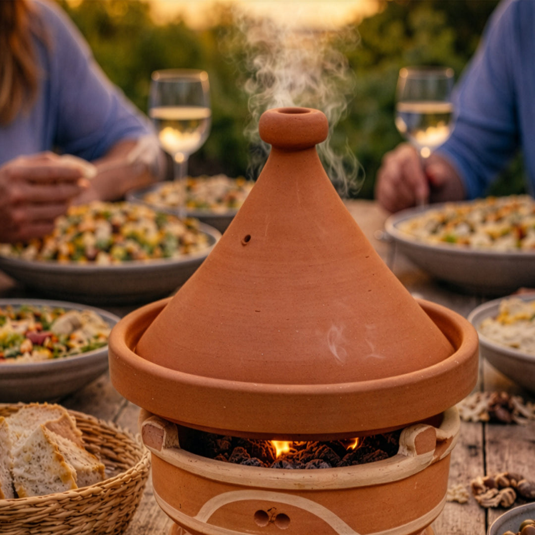 Réchaud en argile Mejmar pour charbon de bois, grill de table marocain avec Tajine et ouvrez le feu en mangeant ensemble