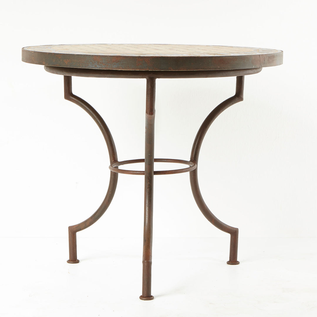 Table bistrot Mosaik 70 ronde noir blanc émaillé