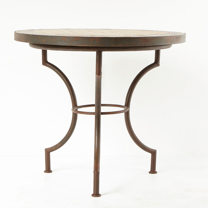 Table bistrot Mosaik 70 ronde noir blanc émaillé