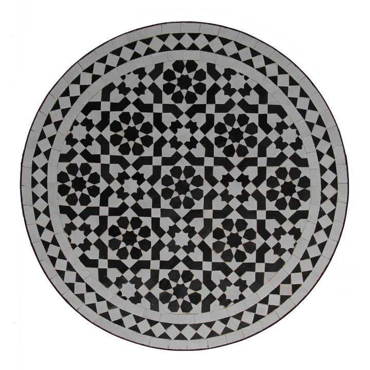 Table bistrot Mosaik 70 ronde noir blanc émaillé