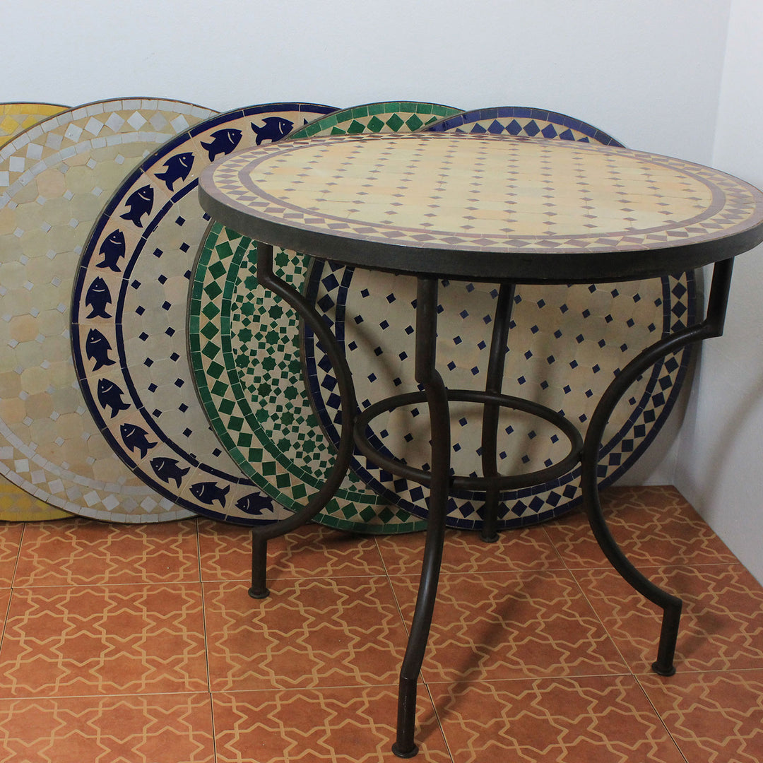 Mosaic table D90 yellow/diamond 