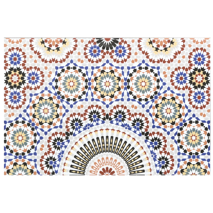 Échantillon détaillé d'un carrelage mural en céramique 40x25 cm au design oriental, multicolore