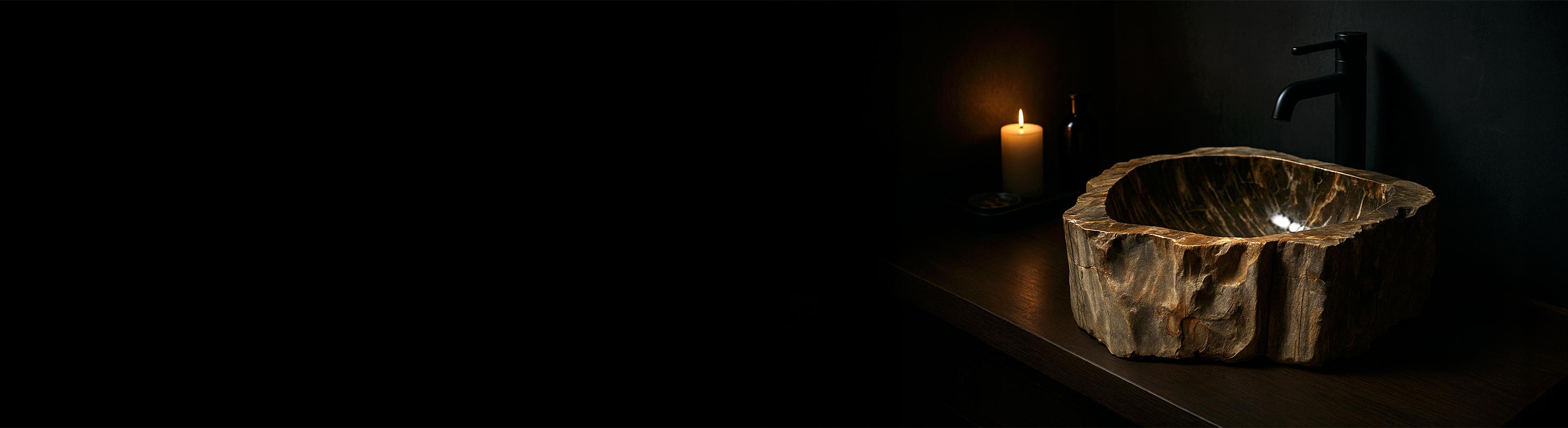 Lavabo en pierre naturelle – Naturstein Waschbecken aus Flussstein – hochwertige Steinwaschbecken für Spa & Bad aus Marmor und fossilem Holz