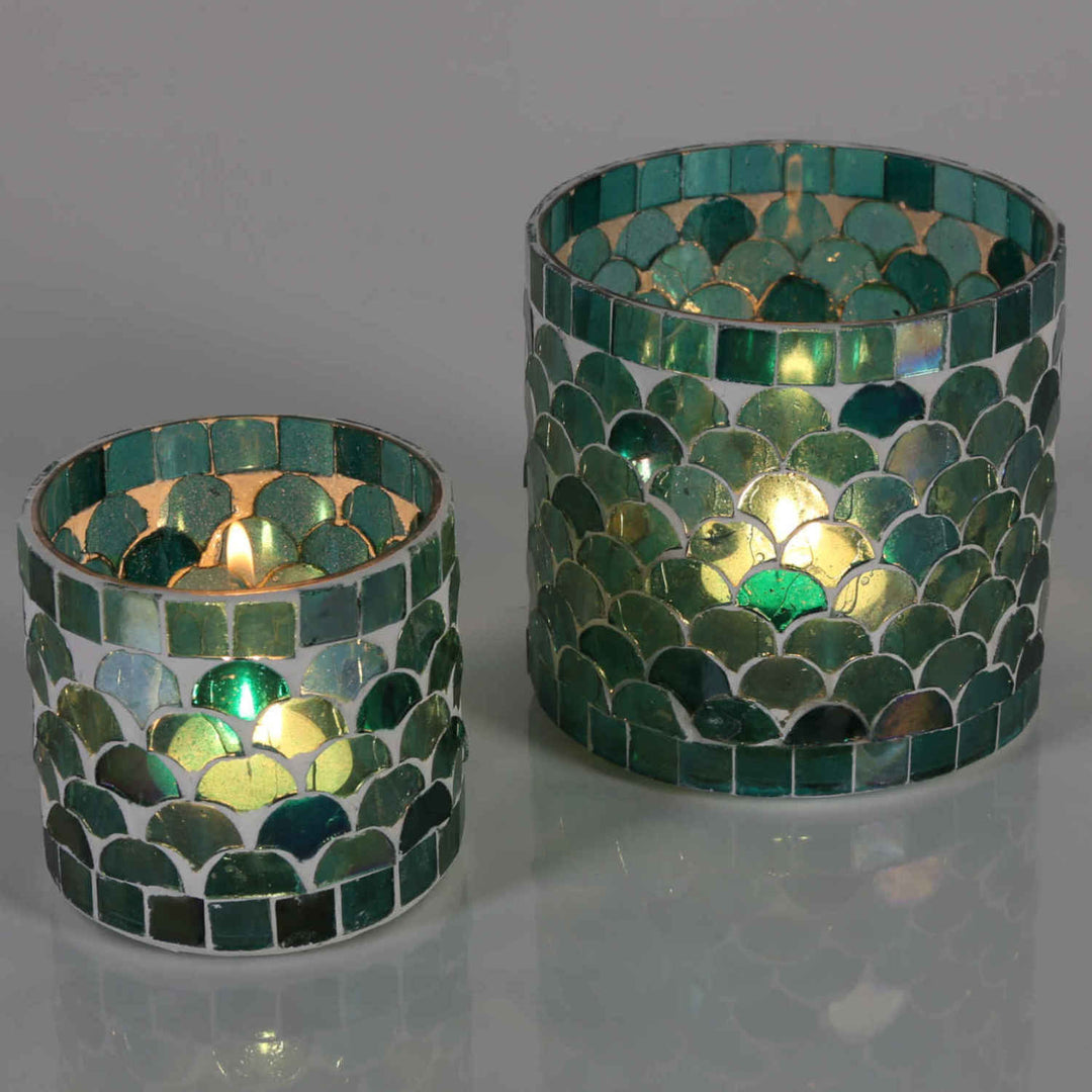 Photophore mosaïque orientale Athènes vert