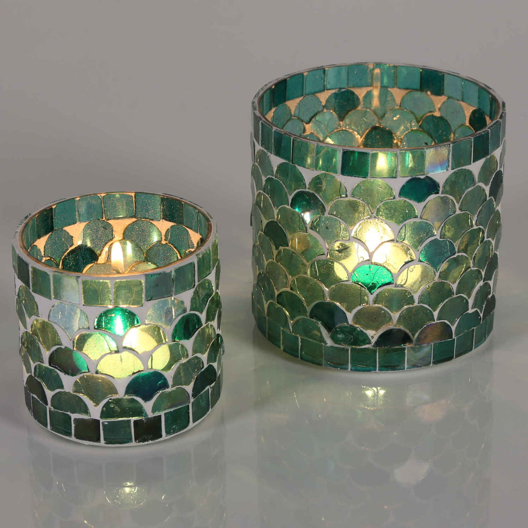 Photophore mosaïque orientale Athènes vert