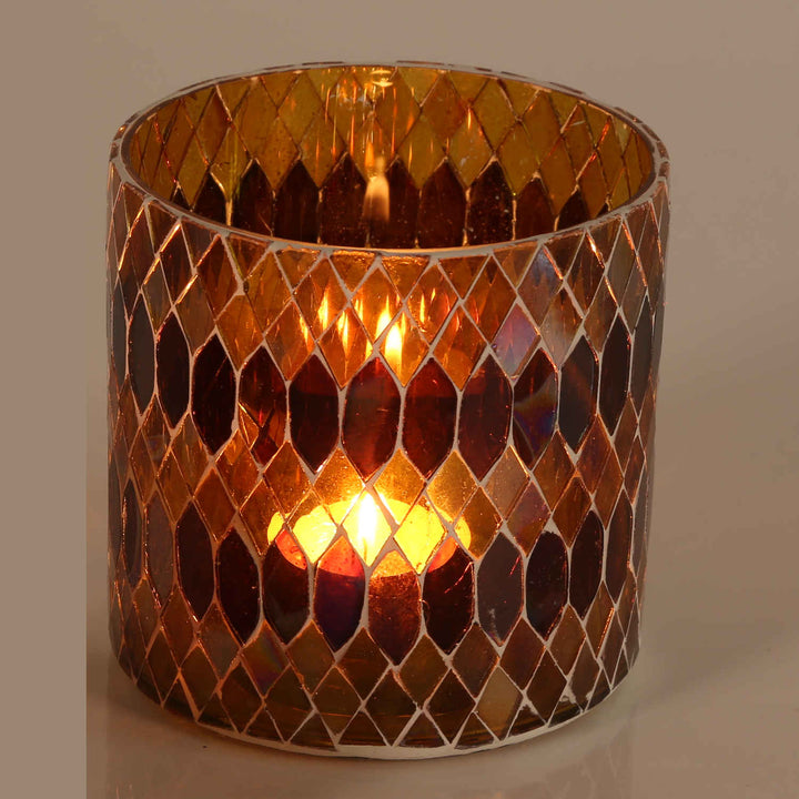 Photophore marocain en mosaïque Rayan jaune