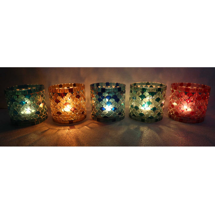 Photophore mosaïque orientale Athènes, lot de 5