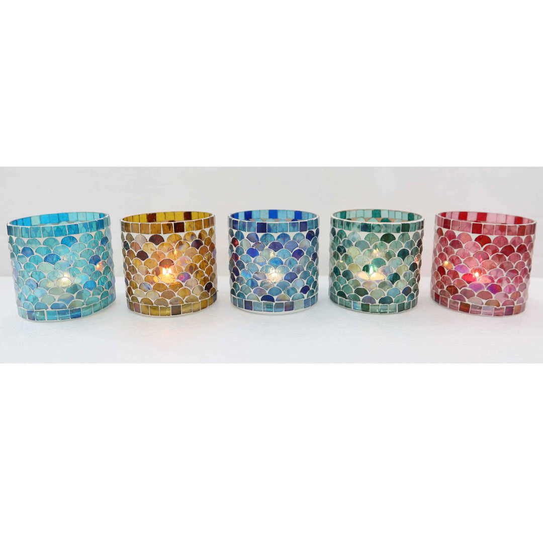 Photophore mosaïque orientale Athènes, lot de 5