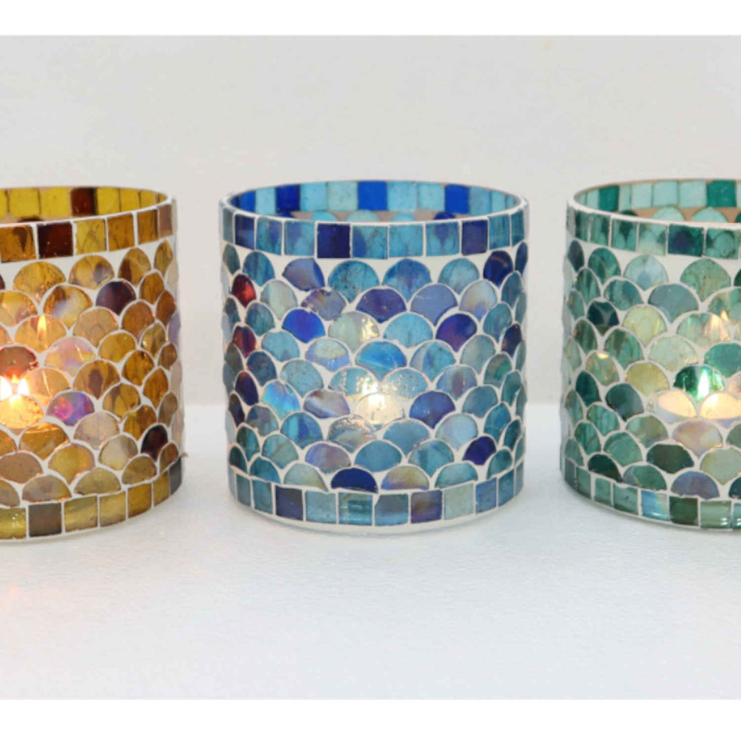 Photophore mosaïque orientale Athènes, lot de 5