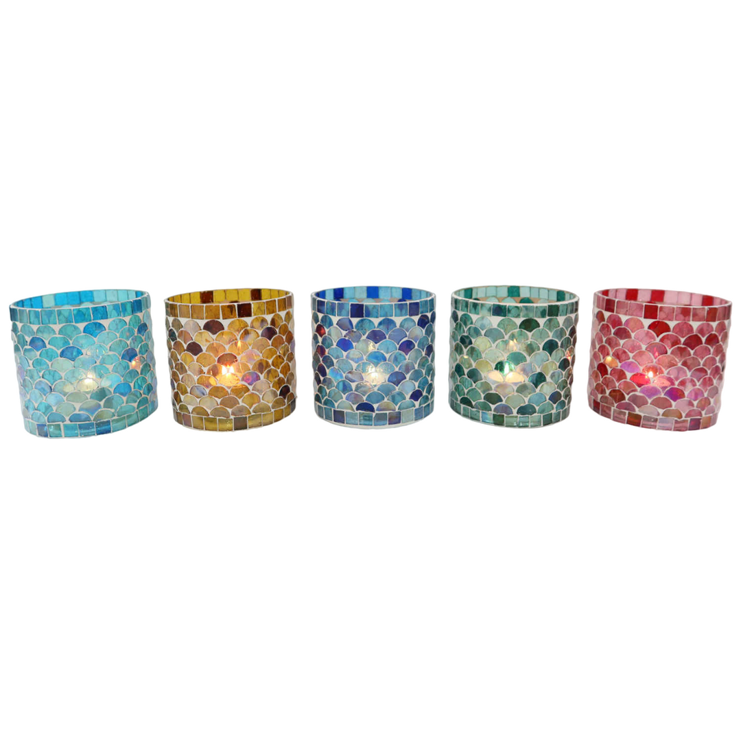 Photophore mosaïque orientale Athènes, lot de 5