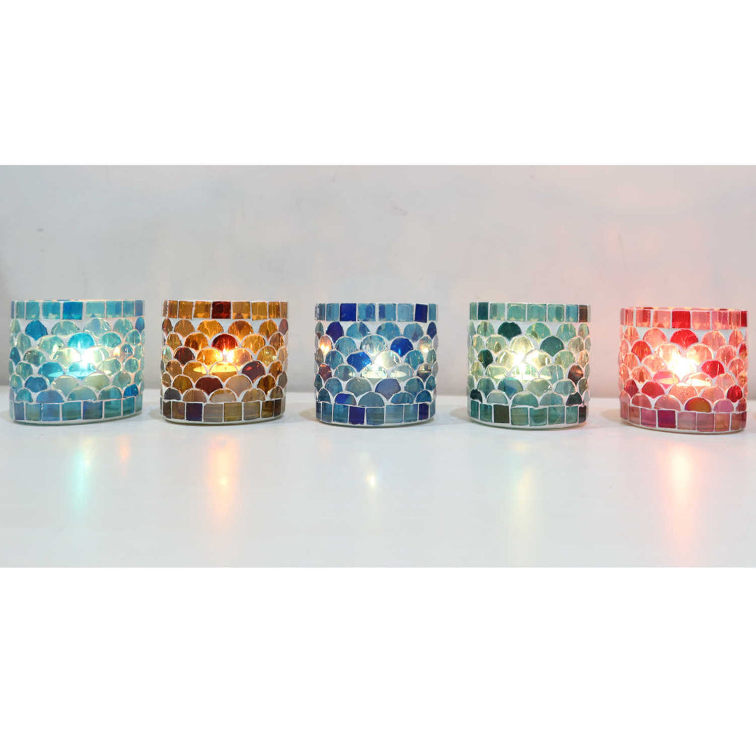 Photophore mosaïque orientale Athènes, lot de 5