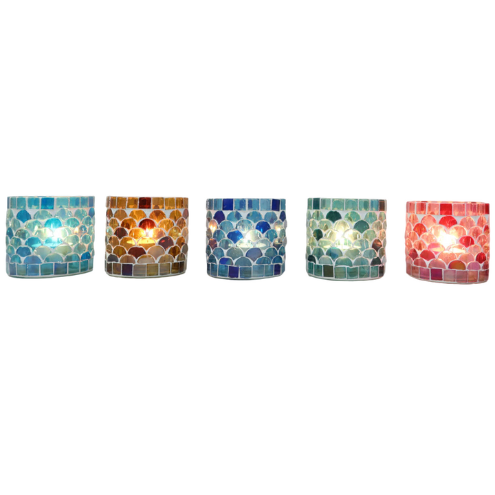 Photophore mosaïque orientale Athènes, lot de 5