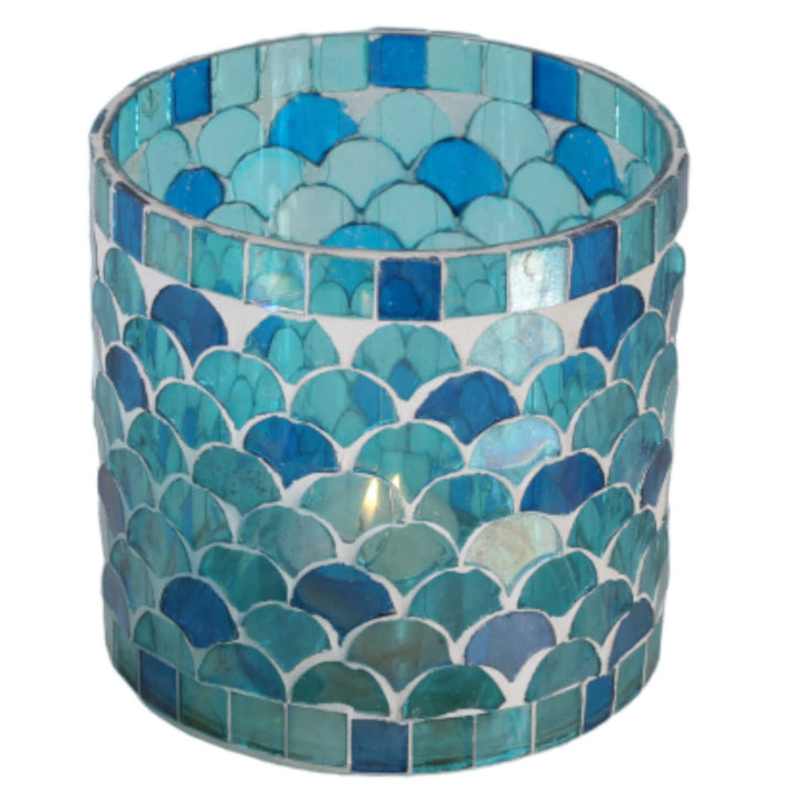 Photophore marocain en mosaïque Rayan bleu clair