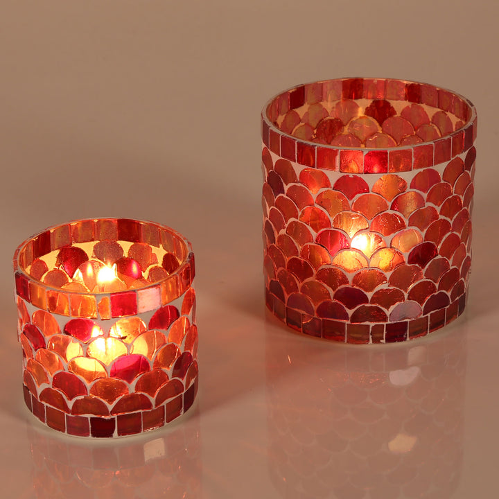 Photophore mosaïque orientale Athènes rouge