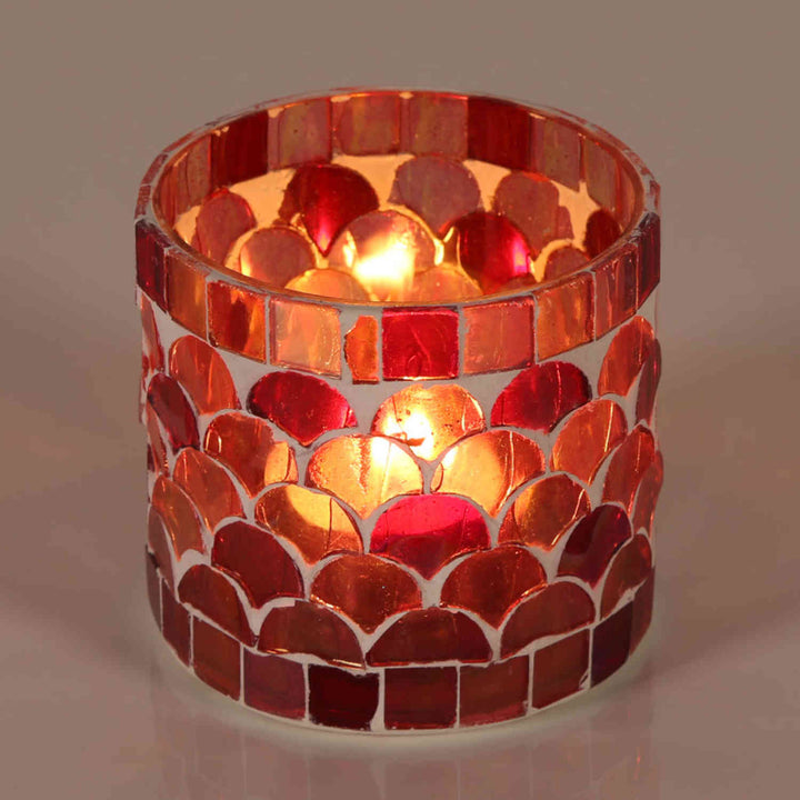 Photophore mosaïque orientale Athènes rouge