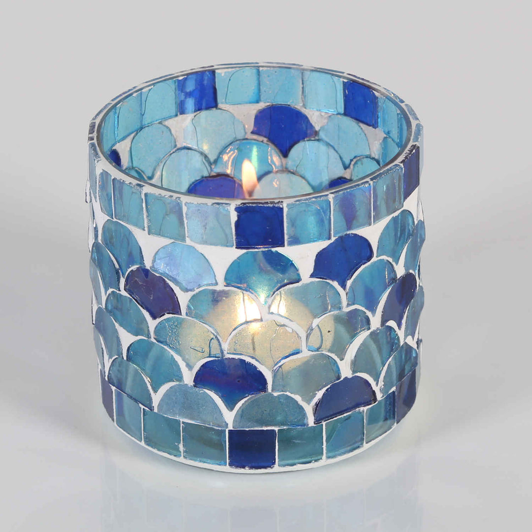 Photophore mosaïque orientale Athènes bleu foncé