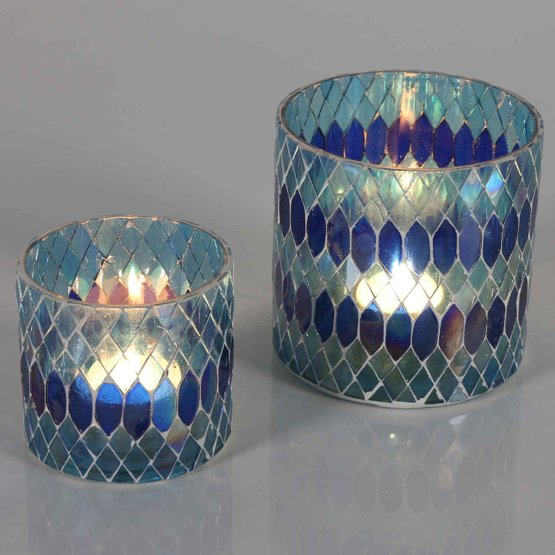 Photophore marocain en mosaïque Rayan bleu foncé