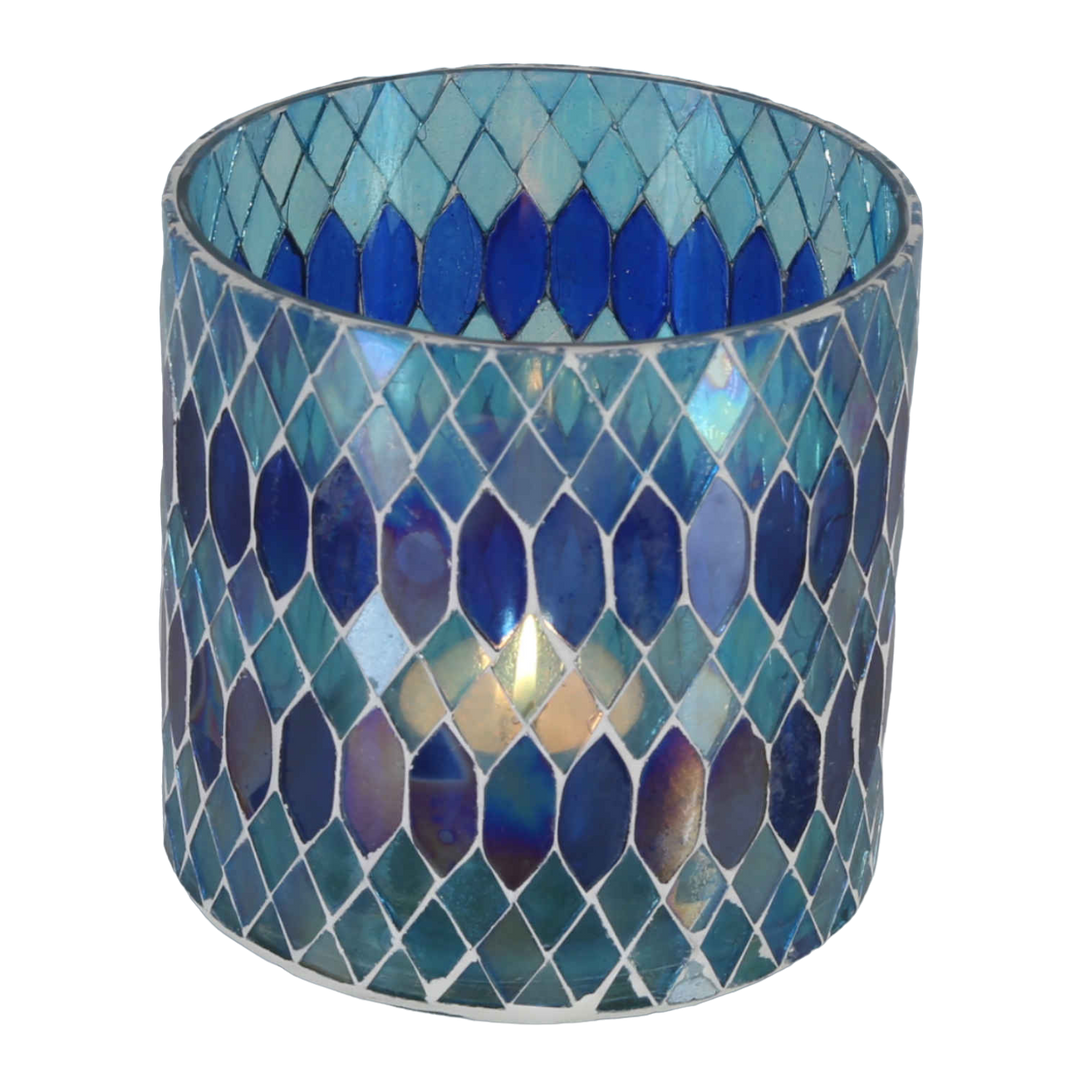 Photophore marocain en mosaïque Rayan bleu foncé