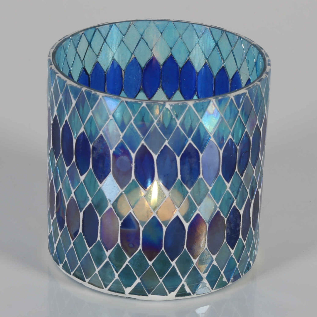 Photophore marocain en mosaïque Rayan bleu foncé