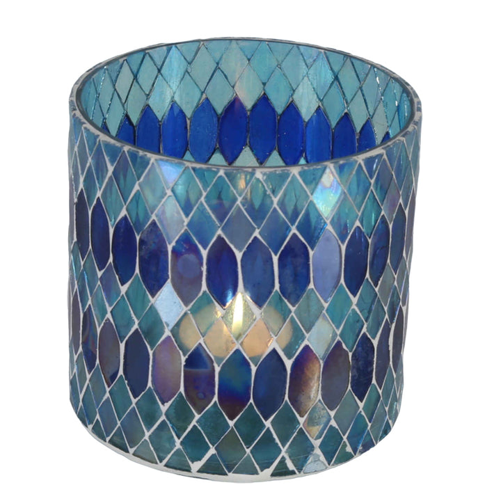 Photophore marocain en mosaïque Rayan bleu foncé