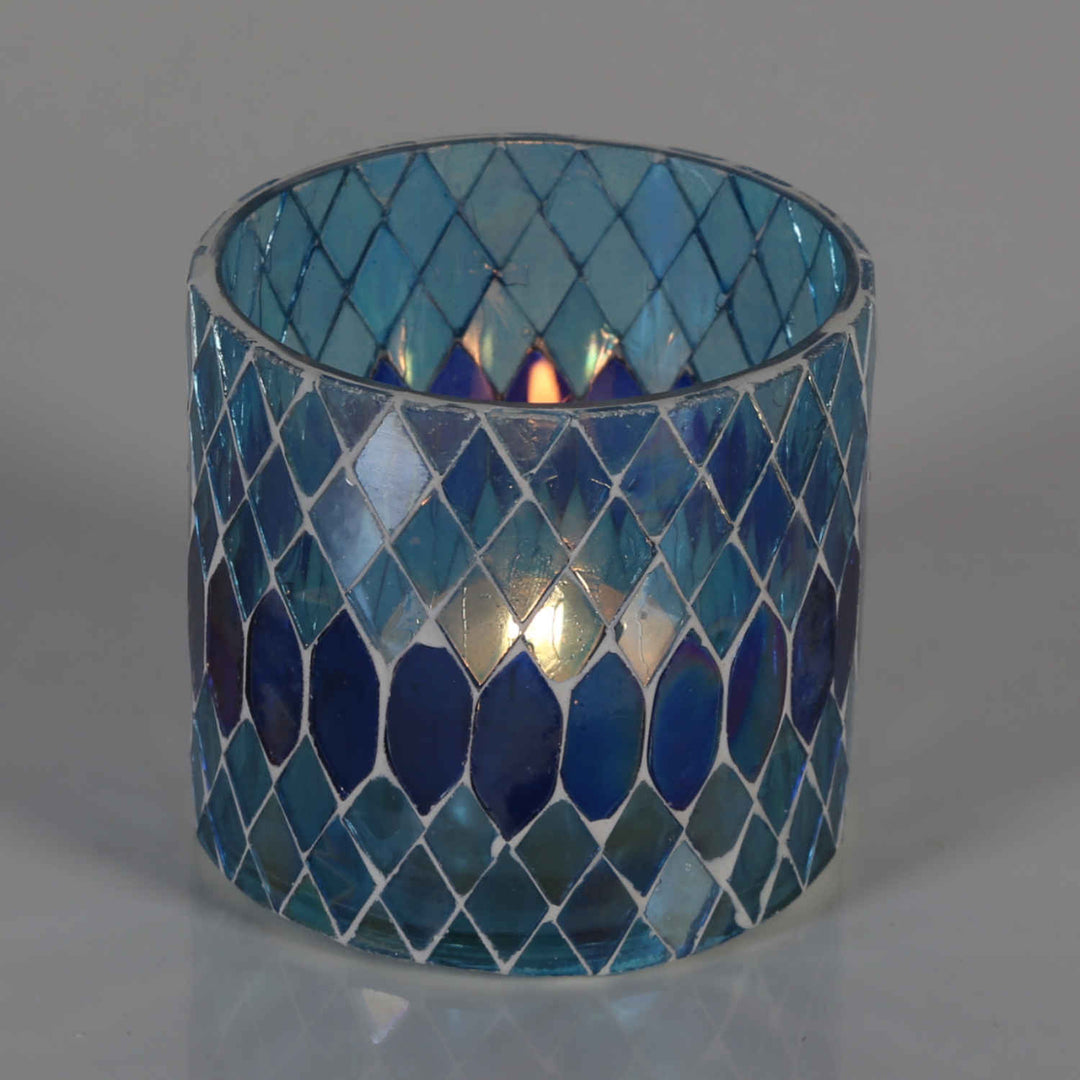 Photophore marocain en mosaïque Rayan bleu foncé