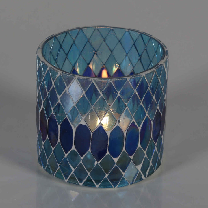 Photophore marocain en mosaïque Rayan bleu foncé