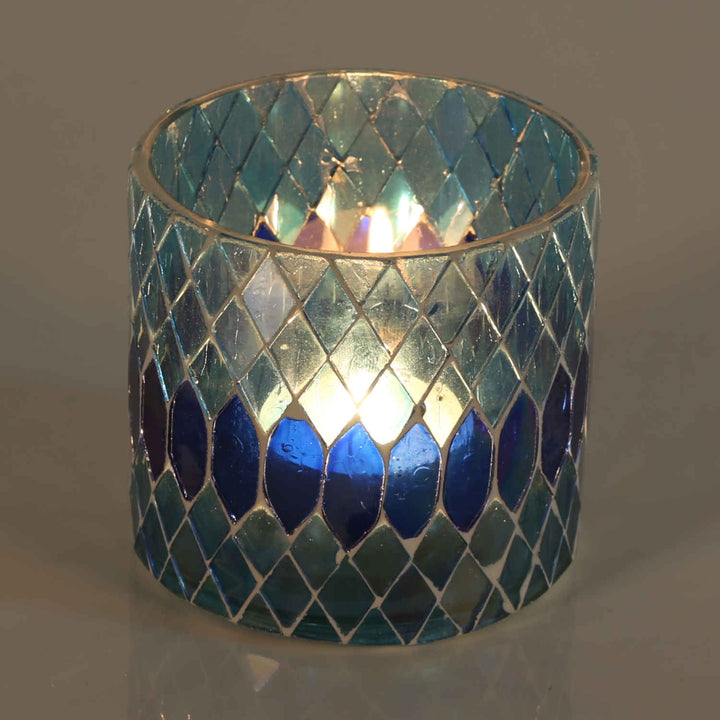 Photophore marocain en mosaïque Rayan bleu foncé