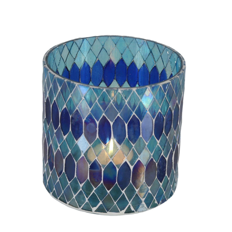 Photophore marocain en mosaïque Rayan bleu foncé
