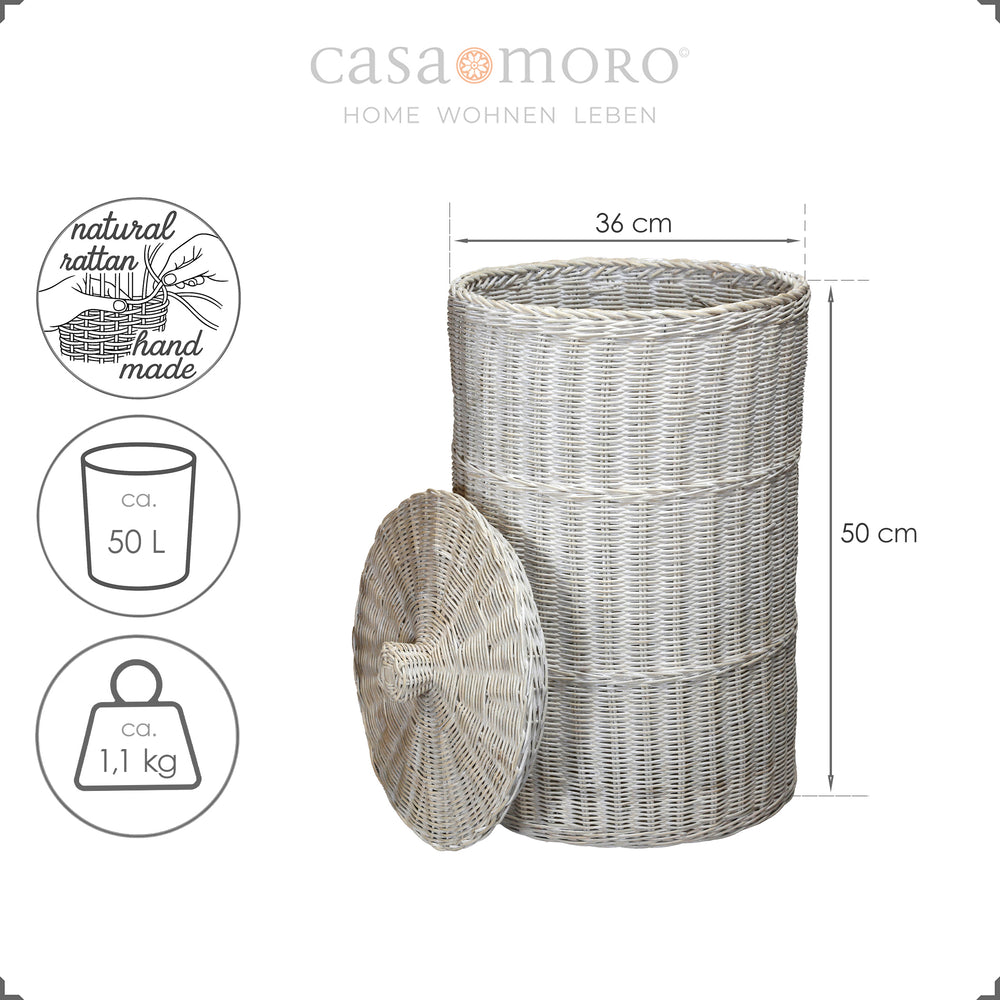 Panier à linge en jonc de mer naturel - Bois clair - 40 cm X 40 cm X 60 cm - CALICOSY - Maison Panier à linge en jonc de mer naturel - Bois clair - 40 cm X 40 cm X 60 cm - CALICOSY - Maison