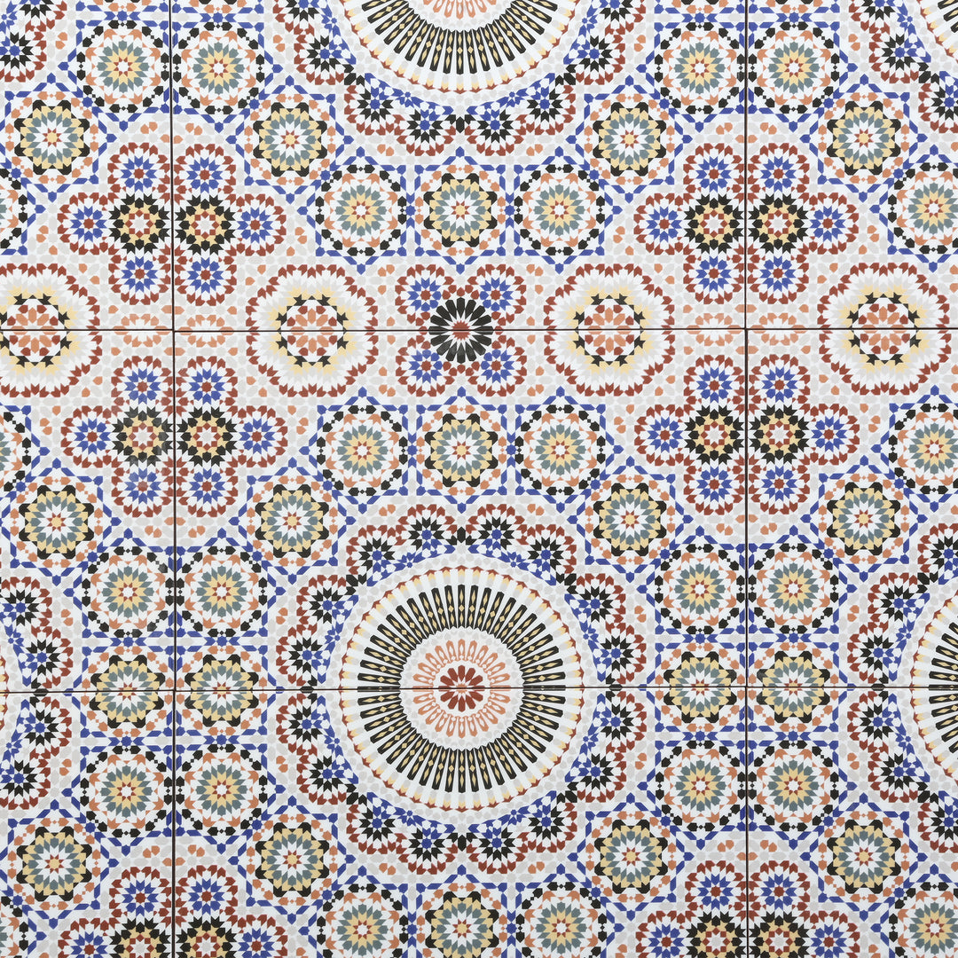 Carrelage mural en céramique au motif oriental, multicolore en gros plan détaillé