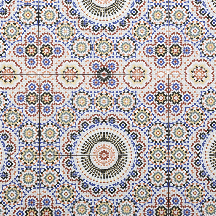 Carrelage mural en céramique au motif oriental, multicolore en gros plan détaillé